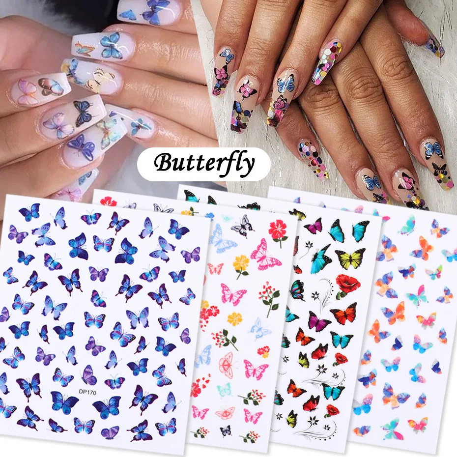 

Butterfly 3D Nails Sticker Geometry Decals Flower Gold DIY Decals Designs For Nail Art Manicures Decorations Salon NB002