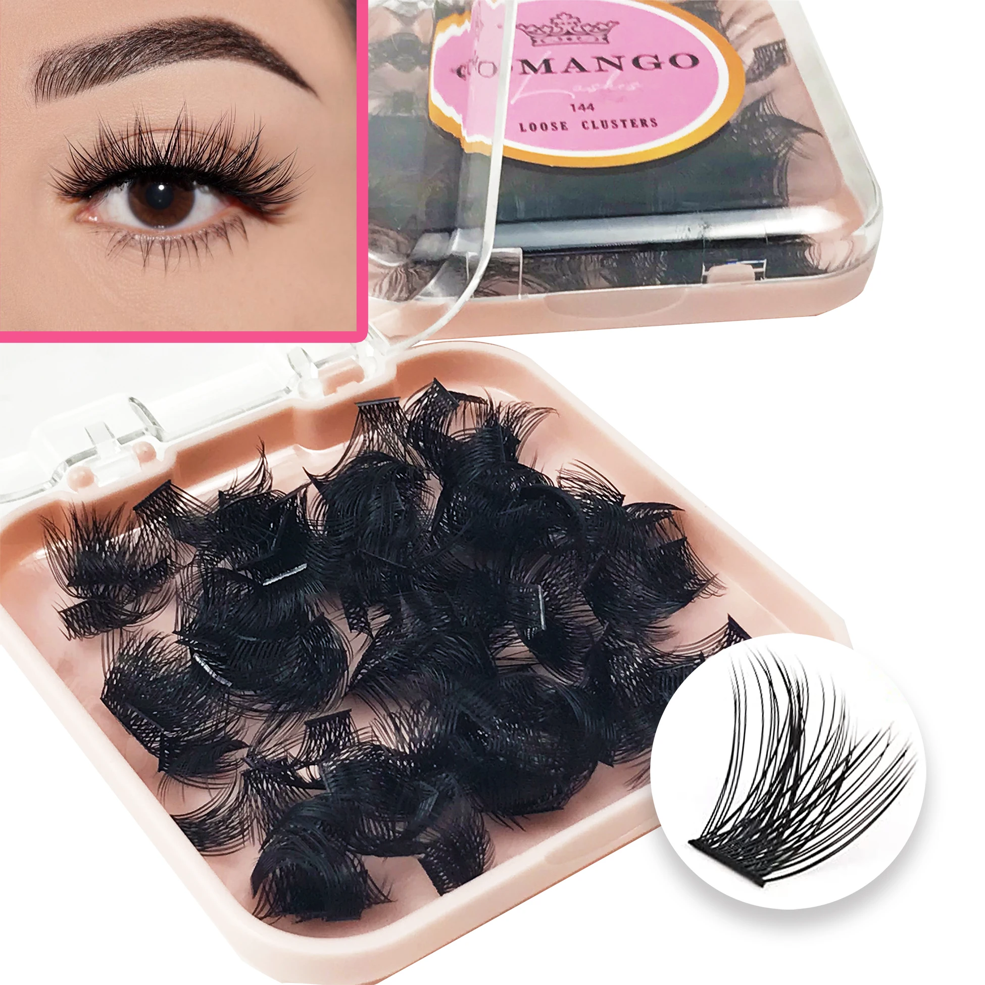 

144PCS Cluster Lashes Individual Lashes Loose Fan Lash Extensions Lash Clusters C/D Curl 10/12/14/16/18mm DIY Eyelash Extensions