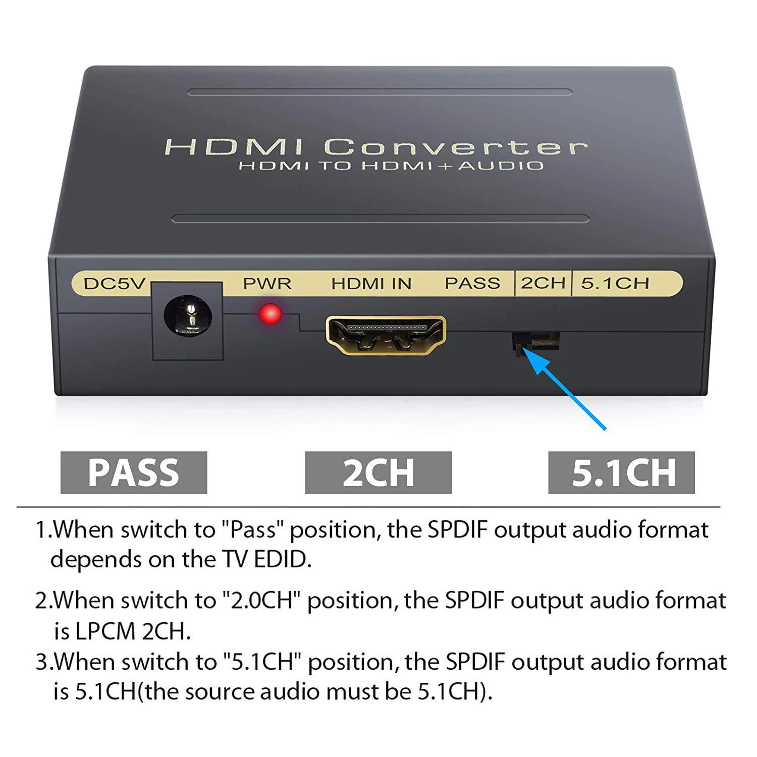 Фото 4K HDMI аудио сплиттер экстрактор стерео HDMI к HDMI и оптический TOSLINK SPDIF + 3,5 мм стерео аудио экстрактор для ПК PS4 TV DVD №5