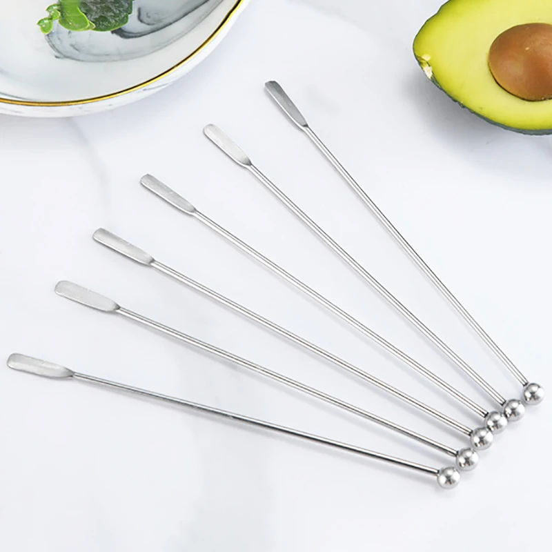 

5 шт., серебряные палочки для перемешивания фруктов, 19 см, из нержавеющей стали 304