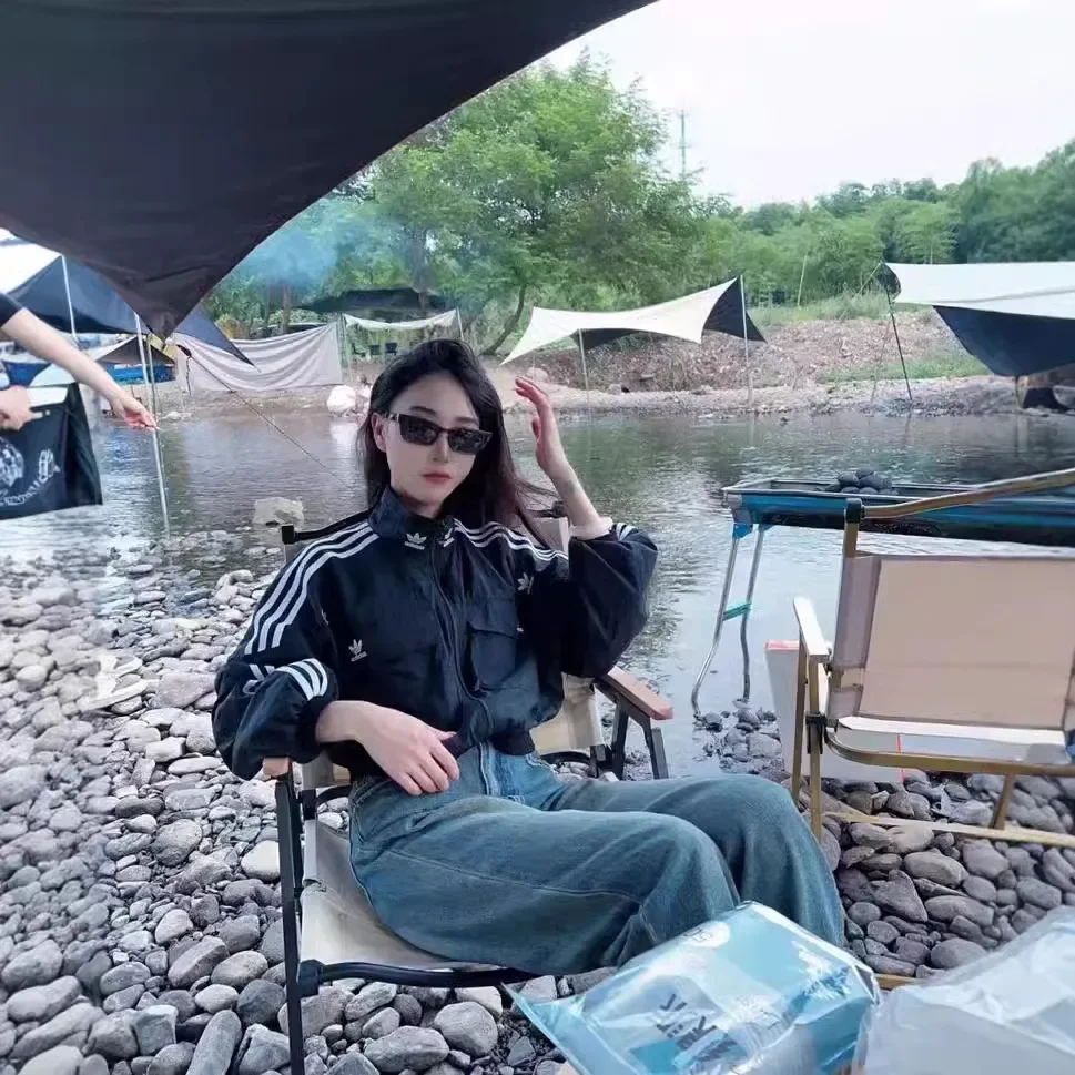 Autumn Three-Leaf Grass Men's Stand Collar Embroidered Jacket Women's Casual Loose-Fit Trendy Brand Cropped Top