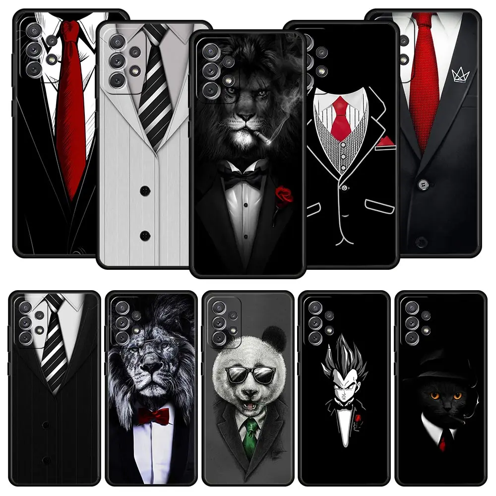 

Man Suit Shirt Tie Phone Case For Samsung Galaxy A51 A71 A41 A31 A21S A11 A01 A03S A12 M31 M22 A32 A52 A13 5G Soft Cover Coque