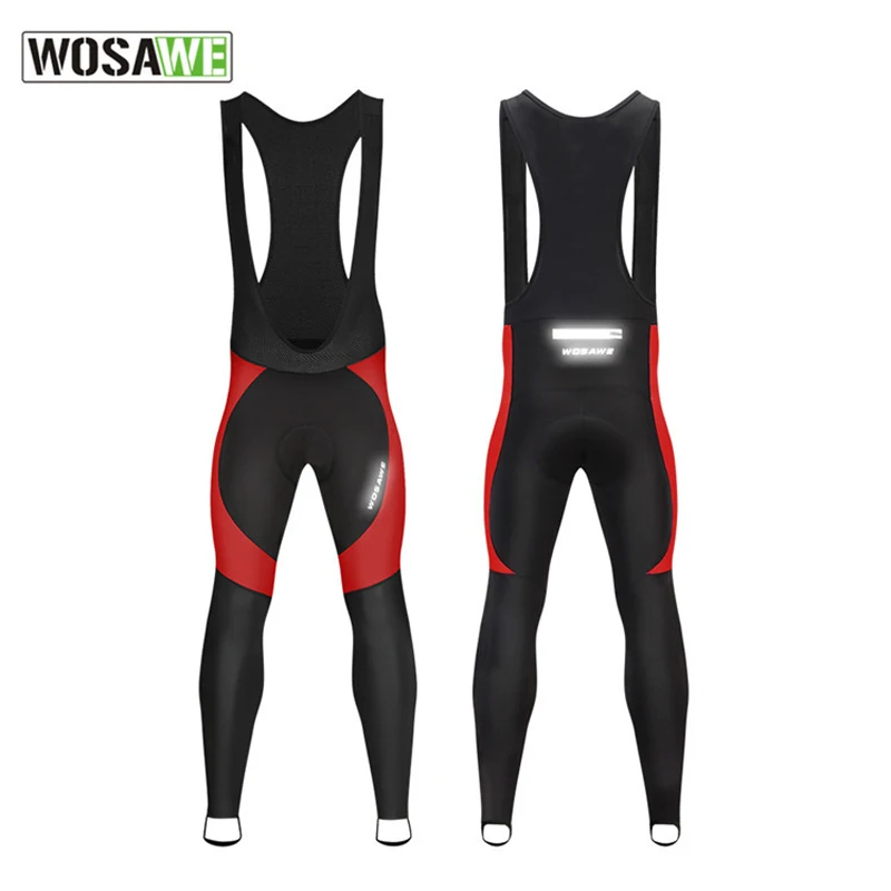 

WOSAWE Winter Cycling Bib Trousers Outdoor Riding Fleece Warm Elastic Reflective Motorcycle Off-road Riding Overalls Trousers