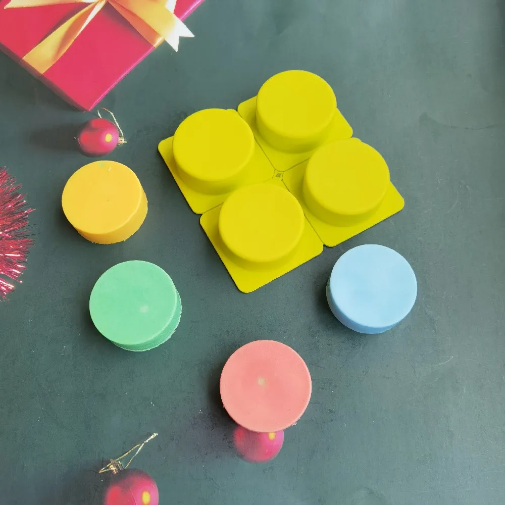 

4 Cavity Silicone Soap Mold Round Ellipse Square Heart Shaped Handmade Soap Making Mould DIY Gypsum wax Mold