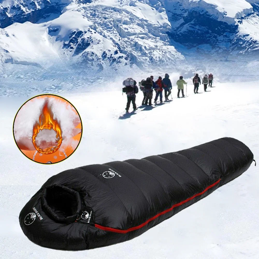 Winter Warm White Goose Down Mummy Style Sleeping Bag Outdoor Ultralight Portable Single Sleeping Pad Adult Camping Hiking Quilt