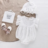 summer new baby floral lace flying sleeve rompers men and women baby triangle romper jumpsuit summer