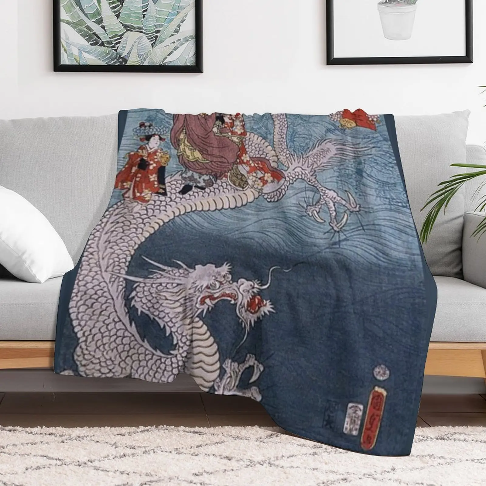 Японский принт Эдо укиё-э с деревянными блоками: Морской дракон от Утавы