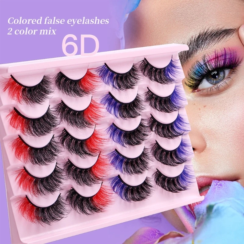 

False Lashes with Color Faux Mink Eyelashes Wispy Fluffy Colored Lashes Dramatic Strip Lashes Pack Natural Fake Drop Shipping
