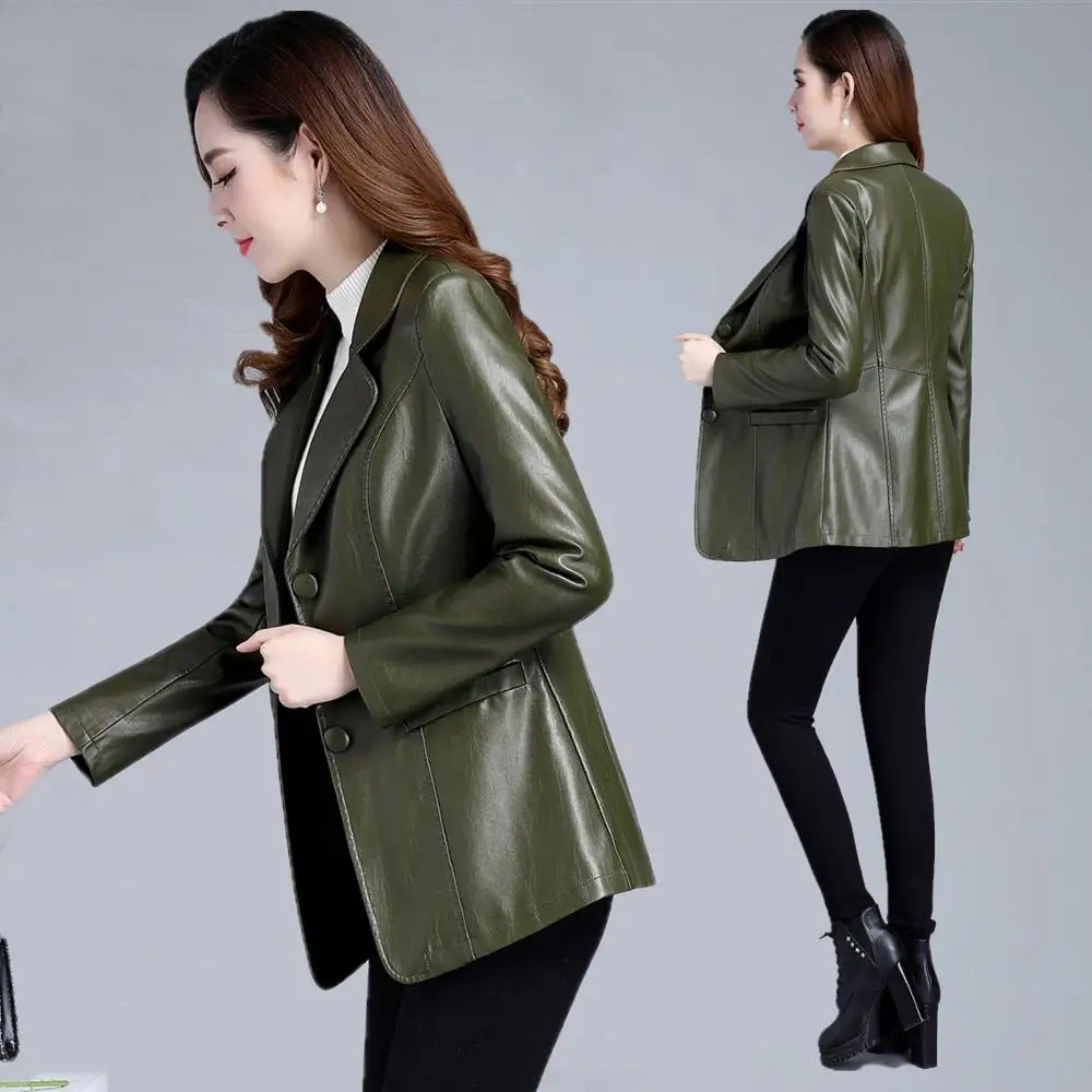 Causal Women's Leather Jackets Female Leather Coat PU Jacket 2022 New Fashion Long Wild Women Clothing Korean Fashion Slim Coats