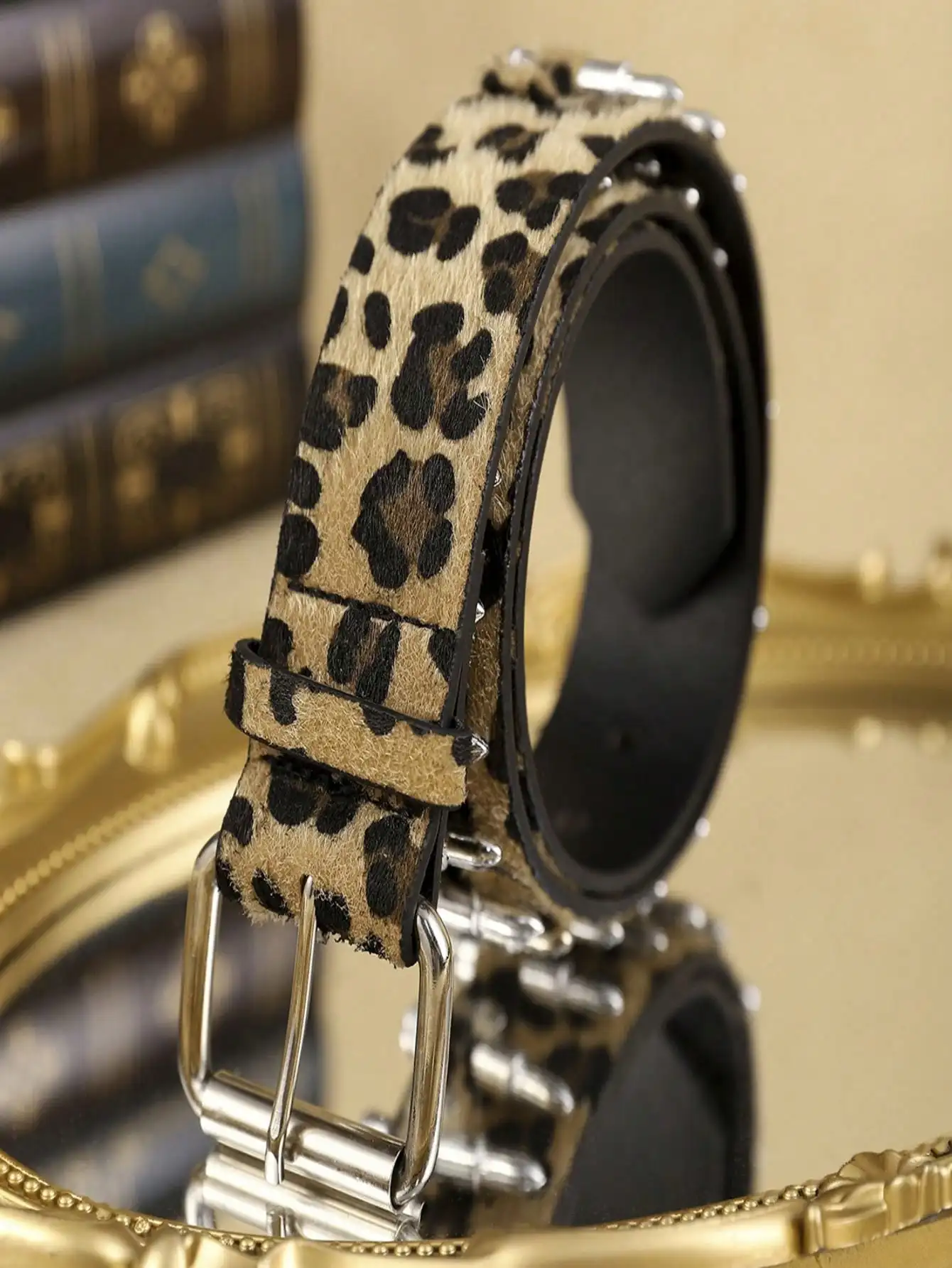 Металлический пляжный ремень с леопардовым принтом