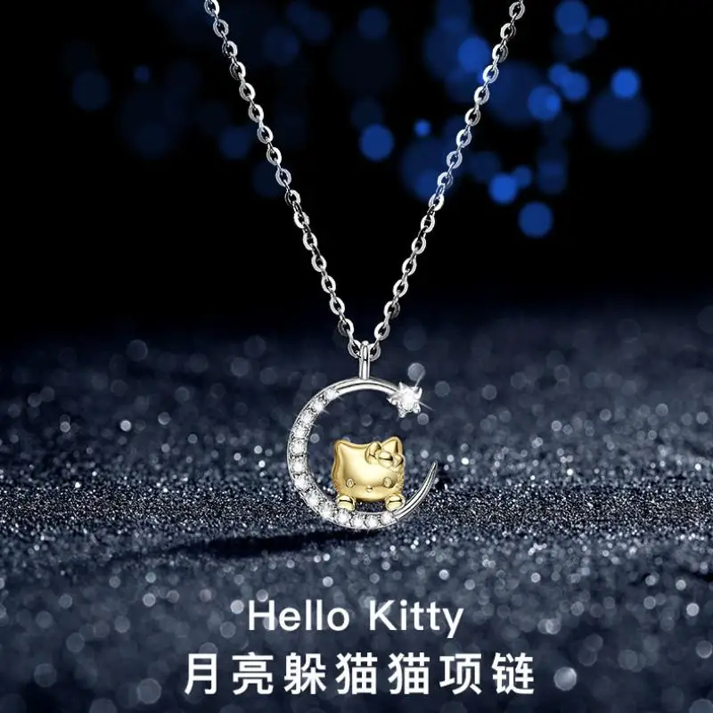 

Free Shiping 2023 Cute Sanrio Necklace Fashion Kawaii Hello Kitty Pendant Moon And Stars Necklaces y2k Accesories For Women Gift