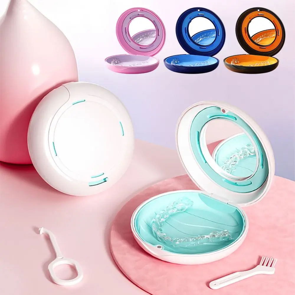 

Tray Orthodontic Retainer False Teeth With mirror Rinsing Basket Oral Hygience Health Care Product Denture Box Case