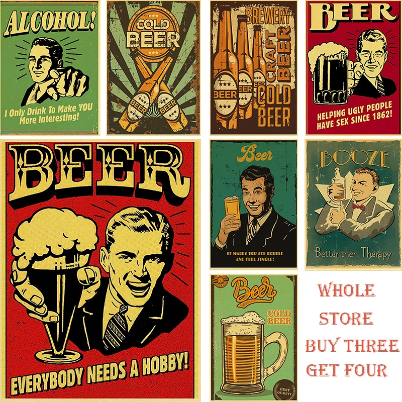 

Beer Recipes Vintage Kraft Paper Prints PostersVintage Home Room Coffee Bar Decor Aesthetic Wall Decor Painting