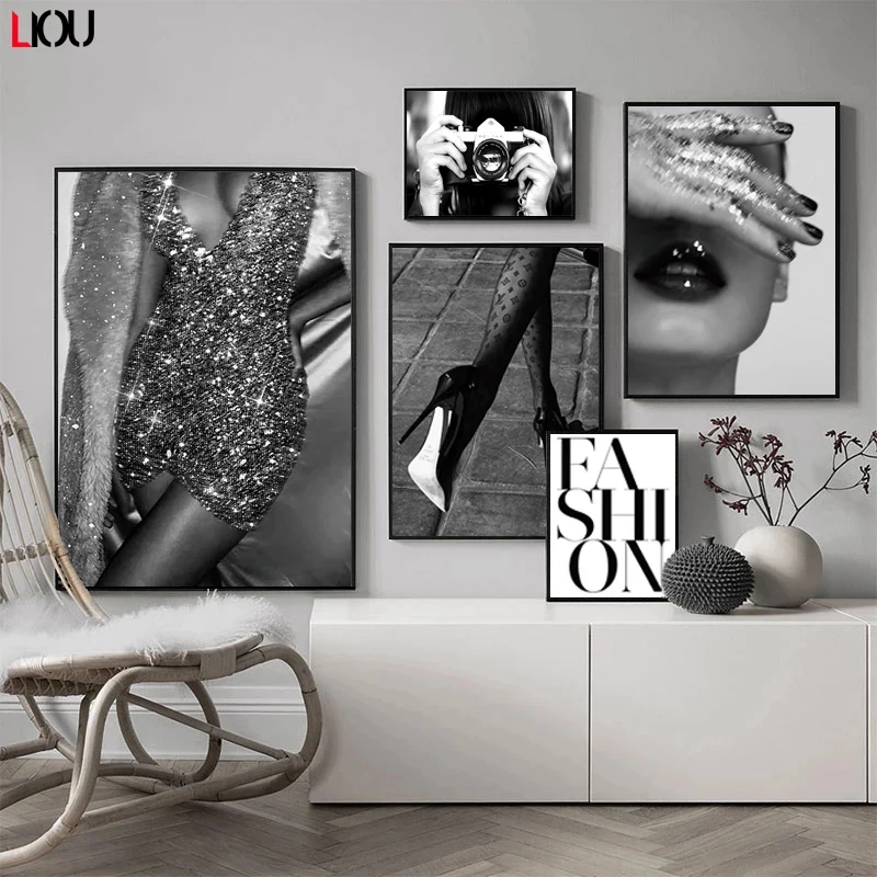 Модный сексуальный женский настенный постер обувь на высоком каблуке с губной