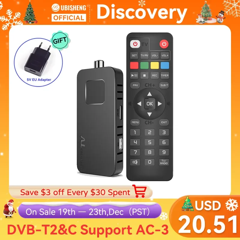 

UBISHENG U8mini DVB-T2/C H.265 naziemnej telewizji cyfrowej, dekoder HDMI Mini TV Stick HEVC główne 10Bit DVB T2 Tuner telewi