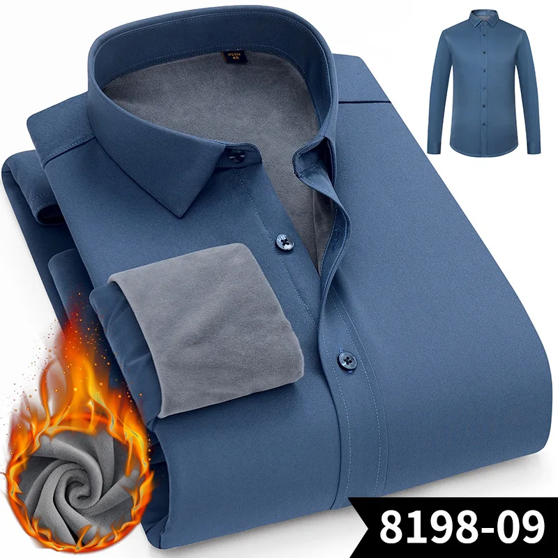 Mattswag Mens Thicken Plush Long Sleeve T Shirts Autumn Winter Breathable Warm Men's Clothing Casual Slim Fit Camisa Hombre 7XL