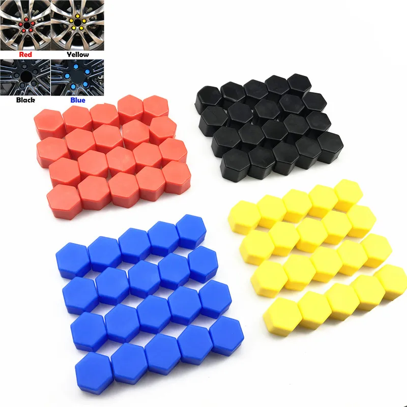 20pcs 17mm 19mm 21mm Black Car Wheel Caps Bolts Covers Nuts Silicone Auto Wheel Hub Protectors Screw Cap styling Anti Rust Cover