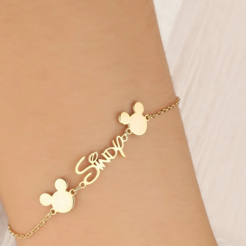 Детский браслет с шрифтом Диснея на заказ именем Микки и Минни индивидуальное