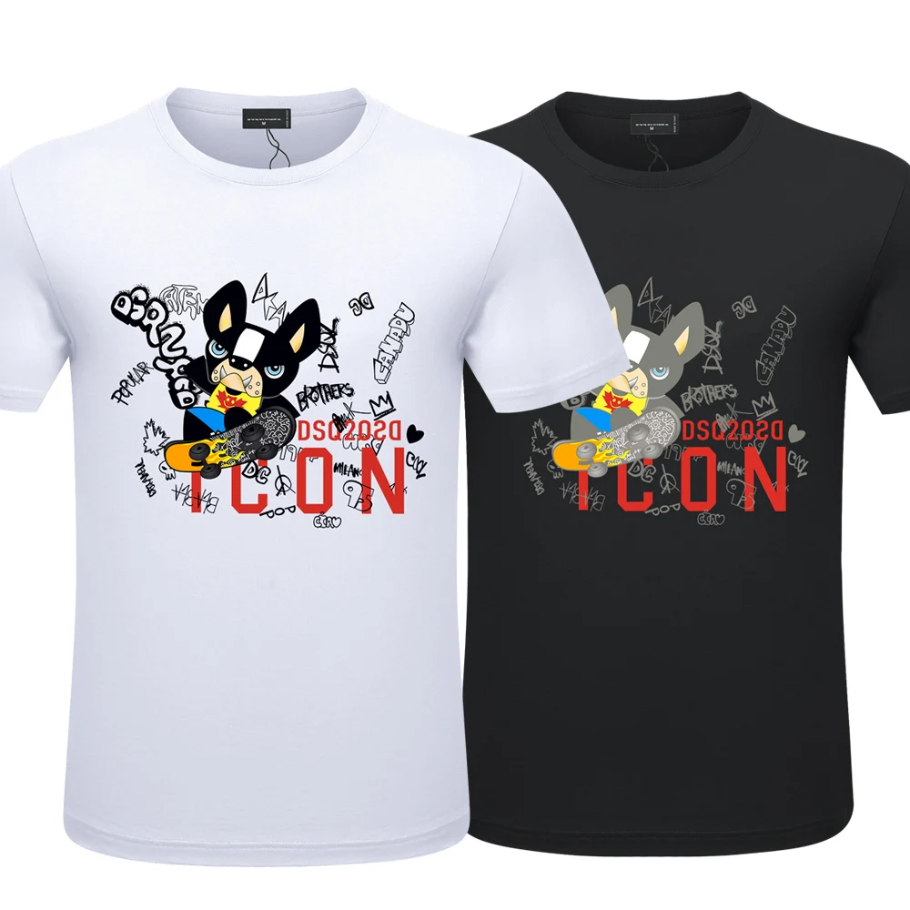

Mens Summer Print T-Shirt DSQ2 Brand Mens Fashion Casual Loose Cotton ICON Sport Jogging T-Shirt Street Hip Hop Couple T-Shirt