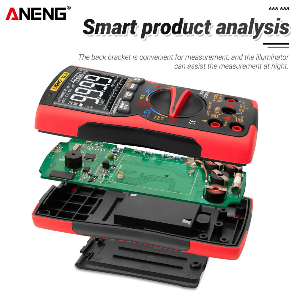 Цифровой мультиметр ANENG SZ18 профессиональный Аналоговый тестер True RMS 9999 дюйма |