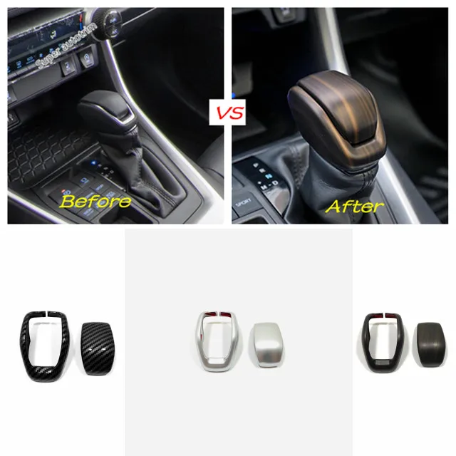 

Car Speed Gear Head Shift Knob Cover Handle Cap Trim Carbon Fiber / Wood Garin Look Fit For Toyota Venza / Harrier 2021 Interior