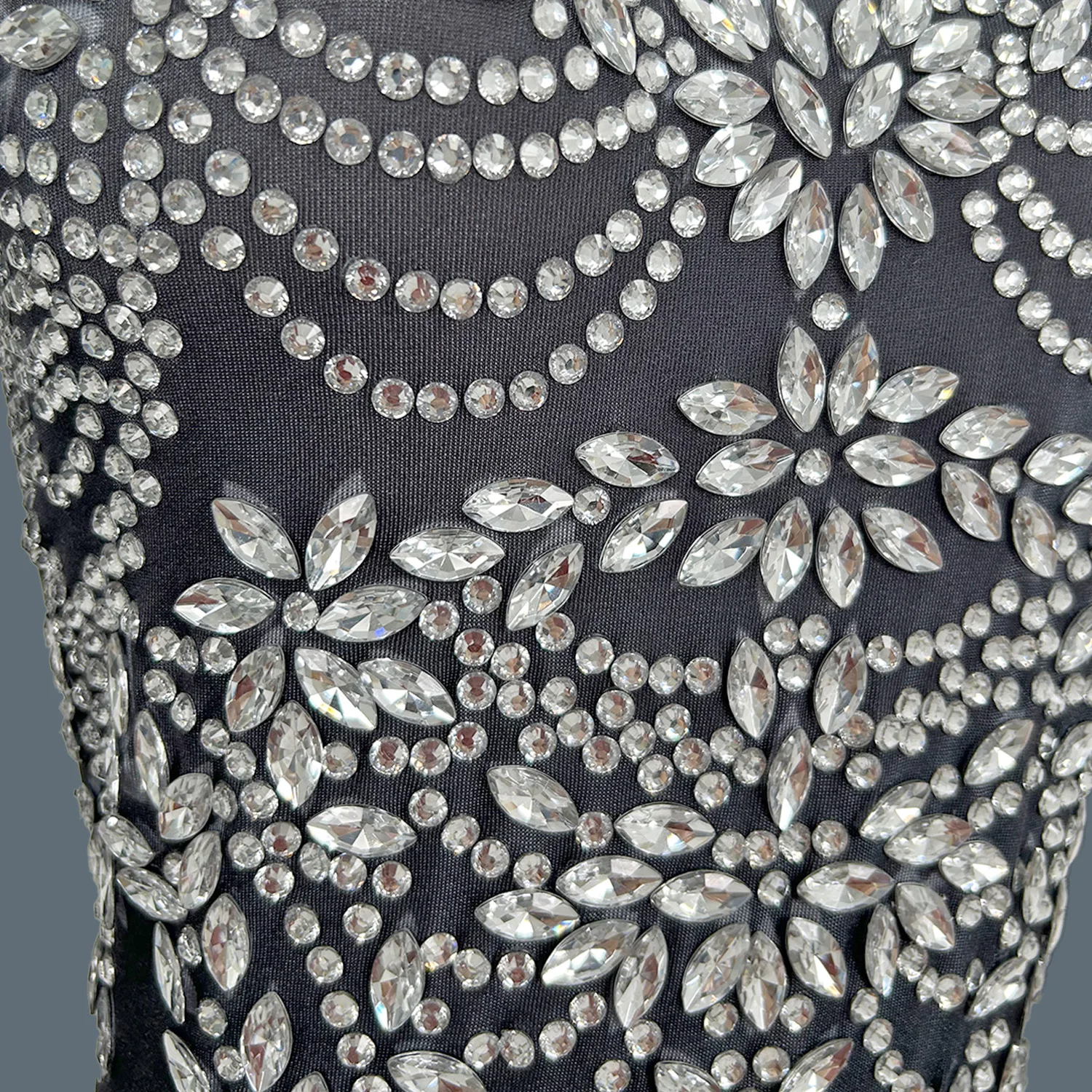 Женский сексуальный танцевальный костюм с блестящими бриллиантами комбинезон