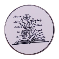 b0086 beautiful book lover enamel pin gorgeous pastel plant flowers brooch fashion backpack pins decor literary enthusiast gift