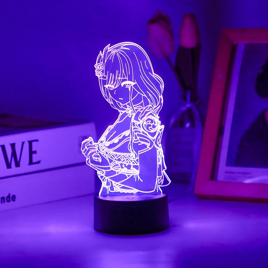 Raiden Shogun Genshin Impact Nilou 3D Led Night Lamp For Kids Anime Light Room Decor Base And Acrylic Board Are Sold Separately - купить по
