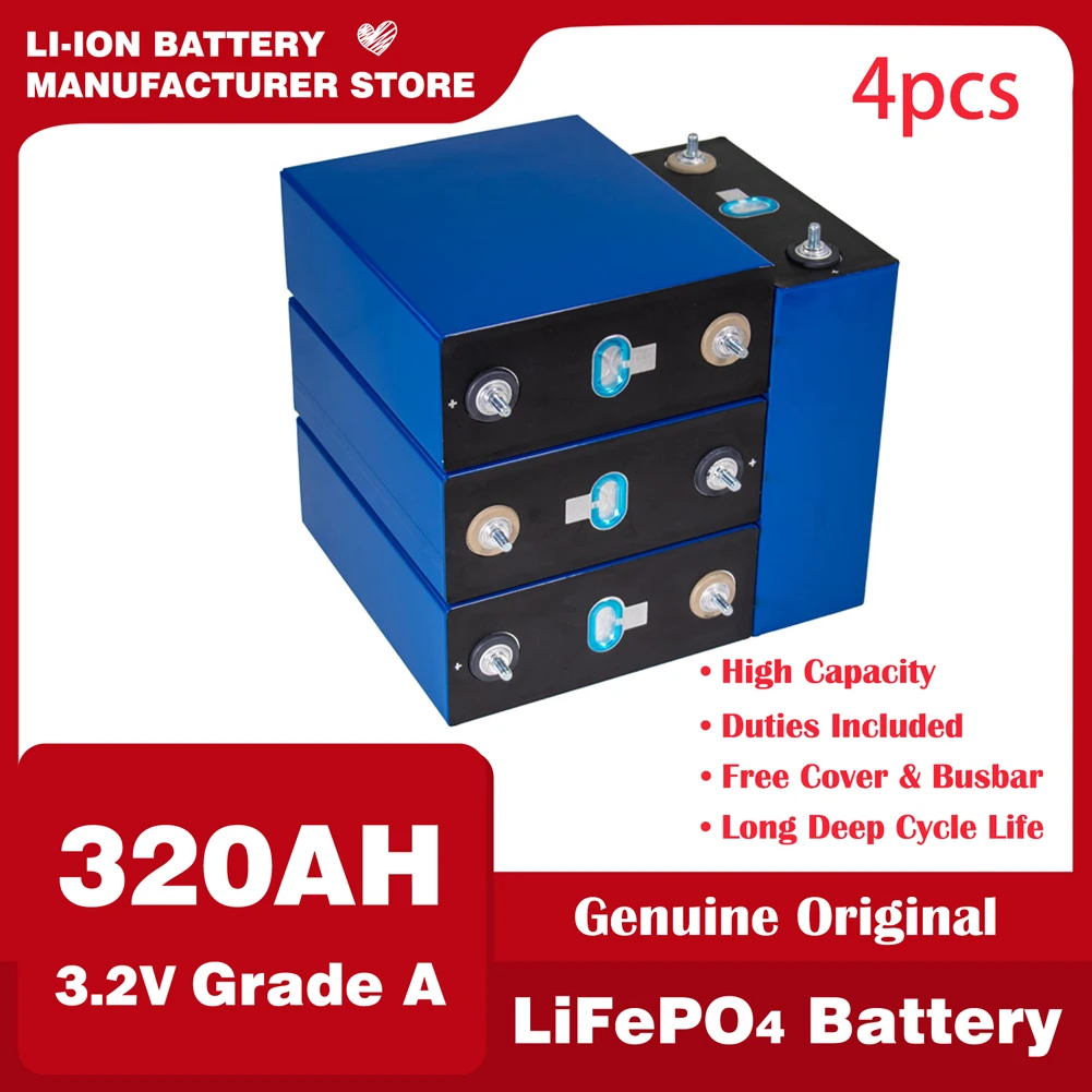 

3.2V LiFePO4 300Ah 310AH 320AH LiFePO4 Battery Cell Rechargeable Deep Cycle for 12V 24V 48V RV Boat Solar Storage System