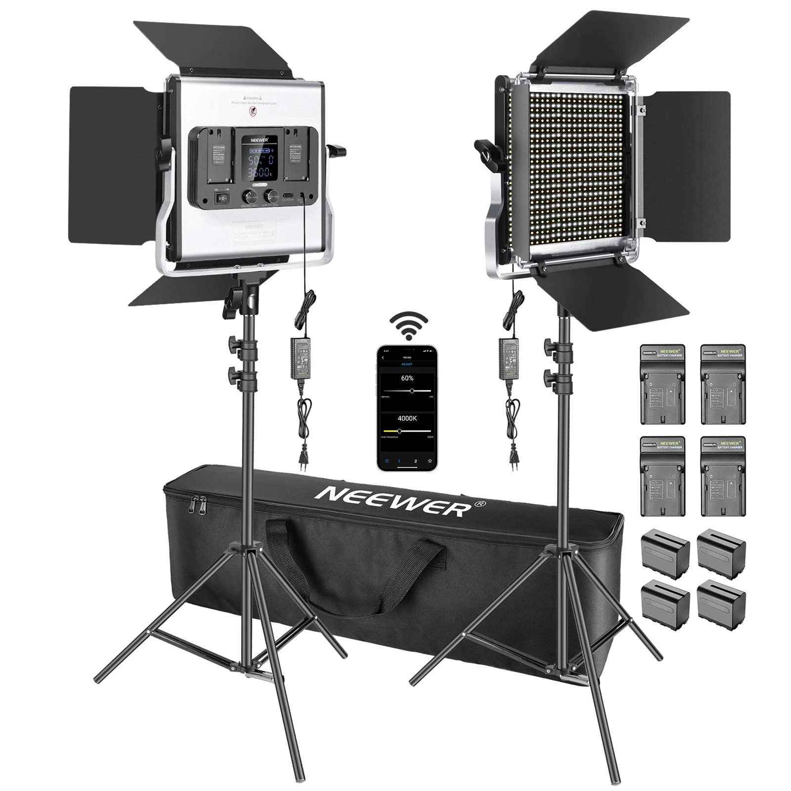 

Neewer 2 Packs 660 LED Video Light with APP Control, Photography Video Lighting Kit, Dimmable Bi-Color CRI97 for Studio YouTube