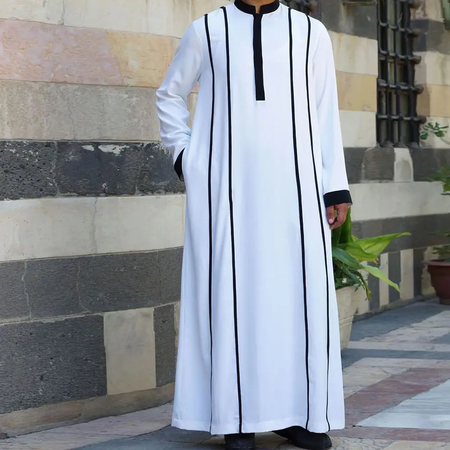 Islamic Men Clothing Middle East Arab Caftan White Button Jubba Thobe Muslim Men Clothing Loose Fashion Muslim Robe(M-4XL)