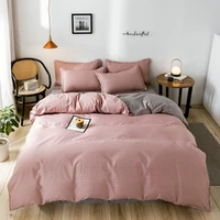 evich brief bedding sets fashion duvet cover pink lattice and grey double colors king size 3pcs pillowcase bedclothes set