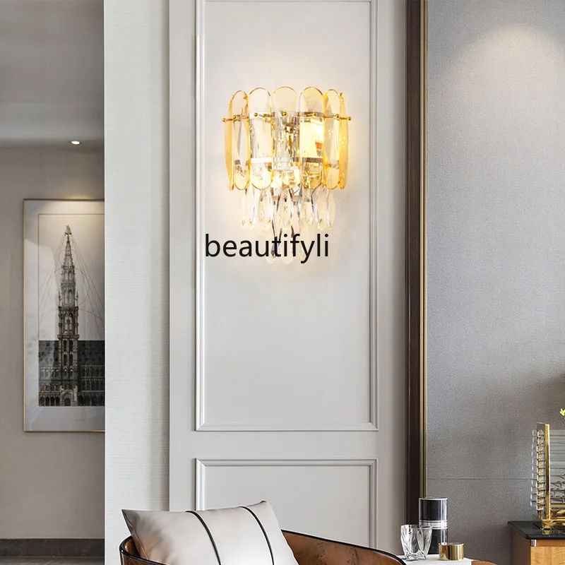 

HJ Wall Lamp Aisle Light Model Room Simple Bedside Lamp Crystal Lamp