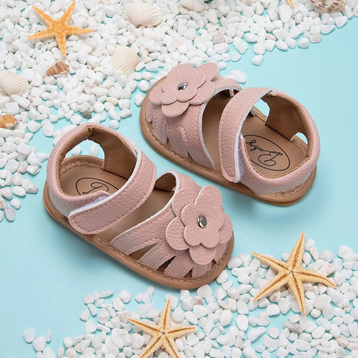 

Baby Sandals Flower Graden Park Summer Outdoor Hook-Loop Flat Rubber Sole Anti-slip Toddler First Walkers Infant Shoes Sandals