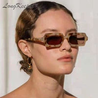 ins popular fashion small rectangle sunglasses women retro leopard shades uv400 men trending square polygon sun glasses