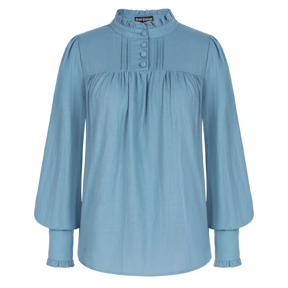 SD женские рубашки Ренессансные хлопковые топы с длинными рукавами и