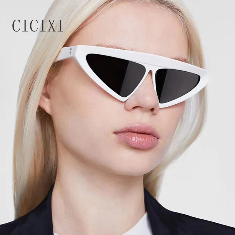

CICIXI Cat Eye Vintage Triangle Sunglasses Women Men Fashion Brand Designer Jelly Color Shades UV400 Men Rivets Sun Glasses