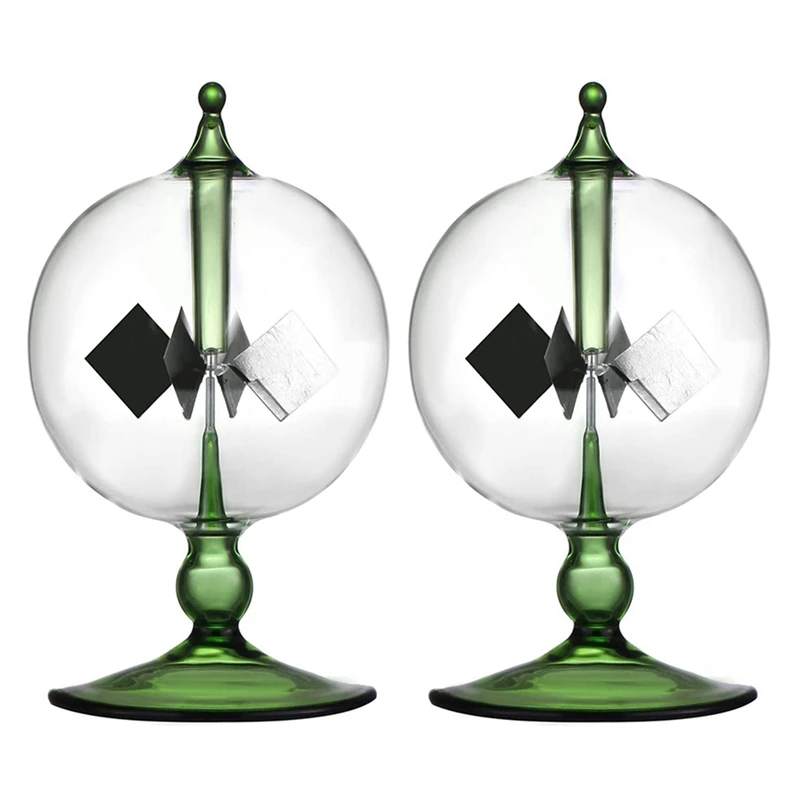

2X Green Solar Power Radiometer Crookes Solar Energy Spinning Vanes Windmill Gift Home Desk Decoration