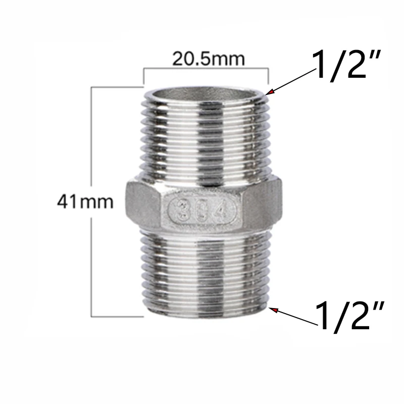 

1/2 "304 Нержавеющая сталь двойной BSPT наружная резьба соединения труб переходник соединитель трубы Dn10 Dn15 Dn25