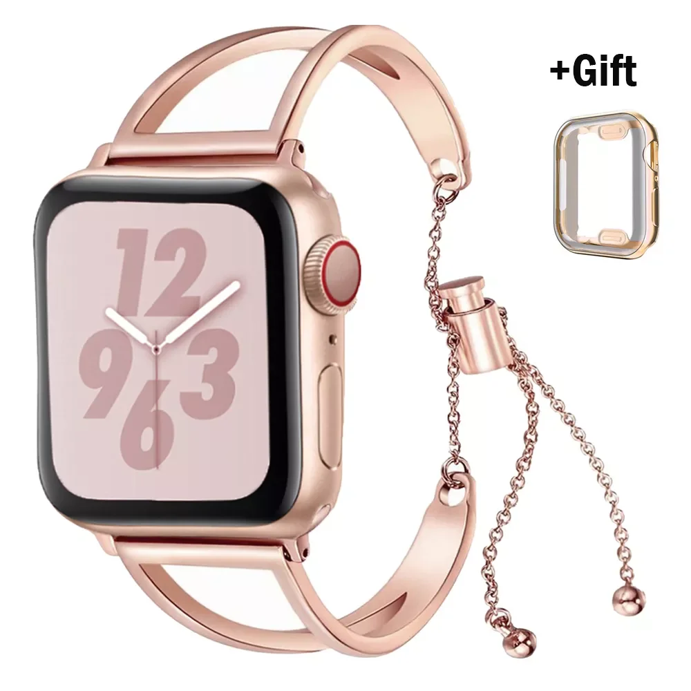 Ремешок для Apple Watch band 44 мм 40 мм 42 мм 38 мм, металлический браслет из нержавеющей стали для серии 6 5 4 3 Se 7