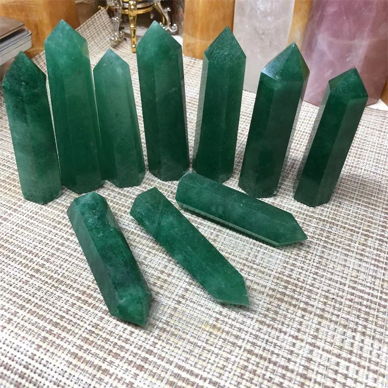 

Green Aventurine Wand Point Natural Stones Polished Quartz Crystal Crafts Healing Reiki Gemstones Home Decoration