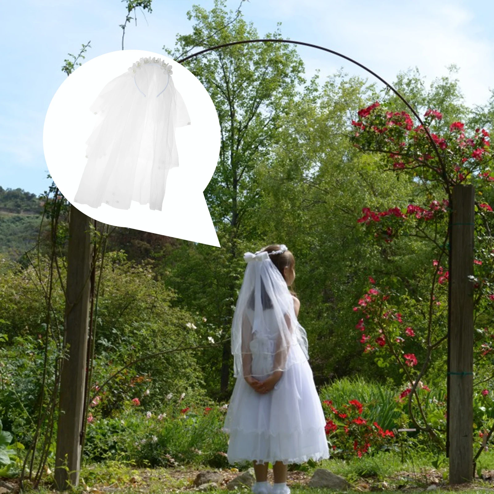 

Flower First Communion Flower Headband Veil Wedding Hair Wreath Floral Headdress Photo Props Photography Decor For Wedding