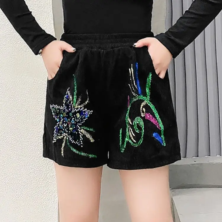 

Women's Corduroy Shorts High Waist Spring Autumn Fashion Tight Sexy Stretch Pockets Corduroy Female Casual Trousers Femme R33