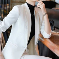 2022 autumn winter formal ladies white blazer women business suits with sets work wear office uniform 5xl size pants jacket