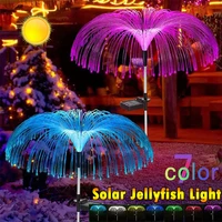 2pcs solar jellyfish lights 7 color changing solar garden lights waterproof outdoor lamp courtyard pathway landscape decoration