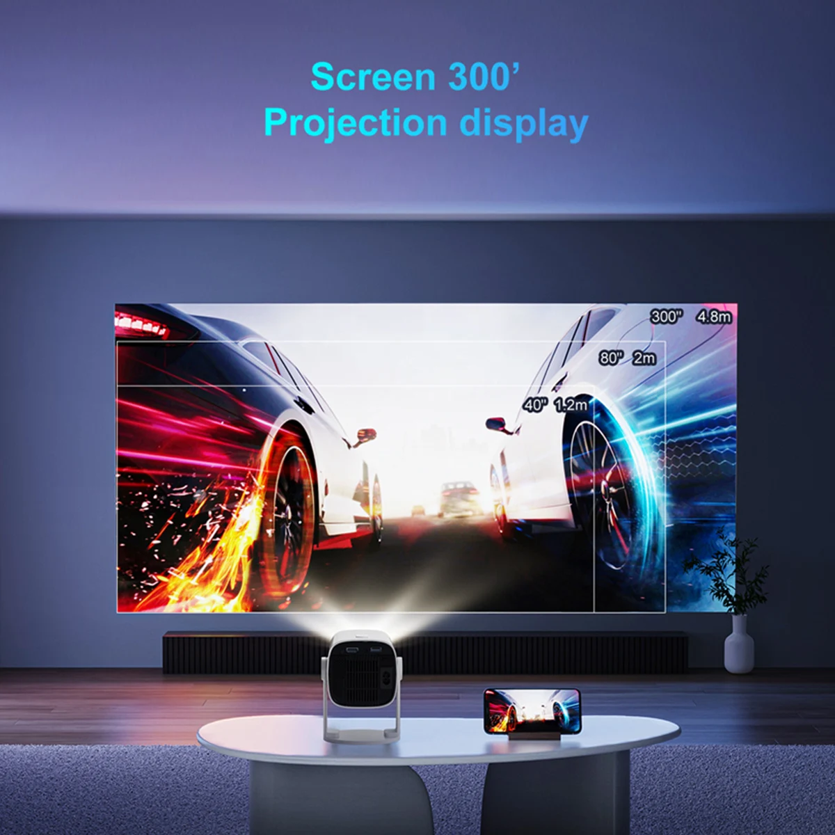 Профессиональный мини-проектор 4k Hd 1280p Wi-Fi Led Smart TV (штекер США) (art.: 3920cbde4b024) - 3920cbde4b024