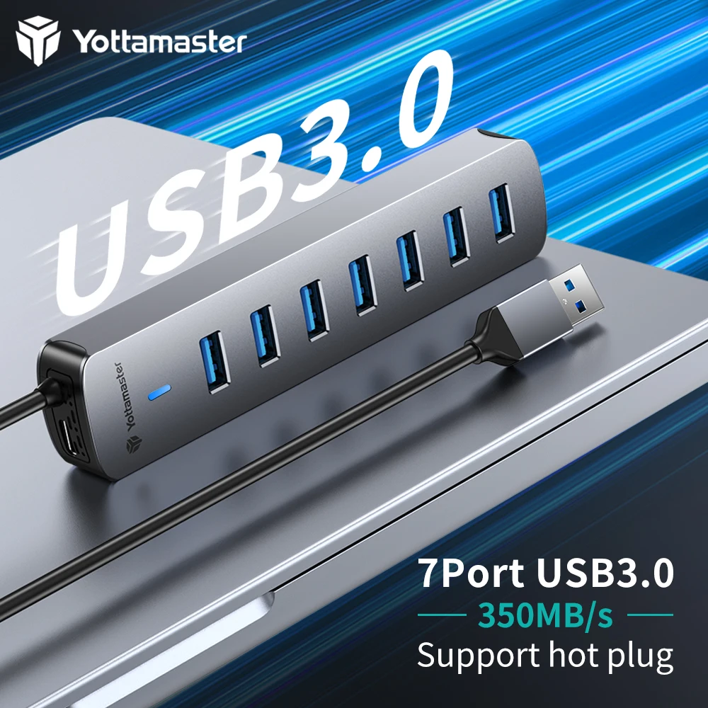 

Yottamaster Type-C хаб usb-хаб 7 порт USB3.0 разделитель адаптер расширения док-станции адаптер питания для ПК/телефона/ноутбука