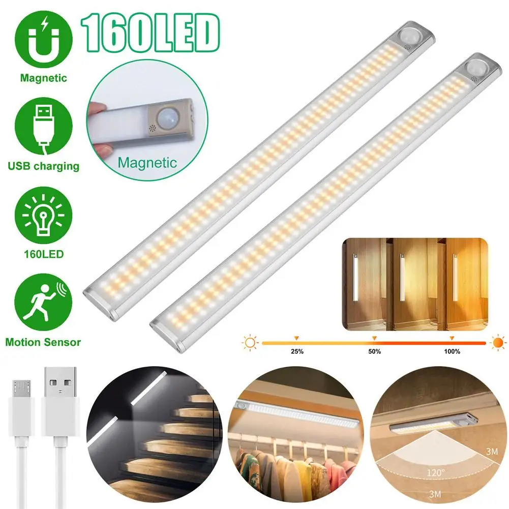 

Ultra-thin LED Light Cabinet Lighting PIR Motion Sensor led USB Rechargeable Kitchen Cabinets Lights Adjustable Brightness
