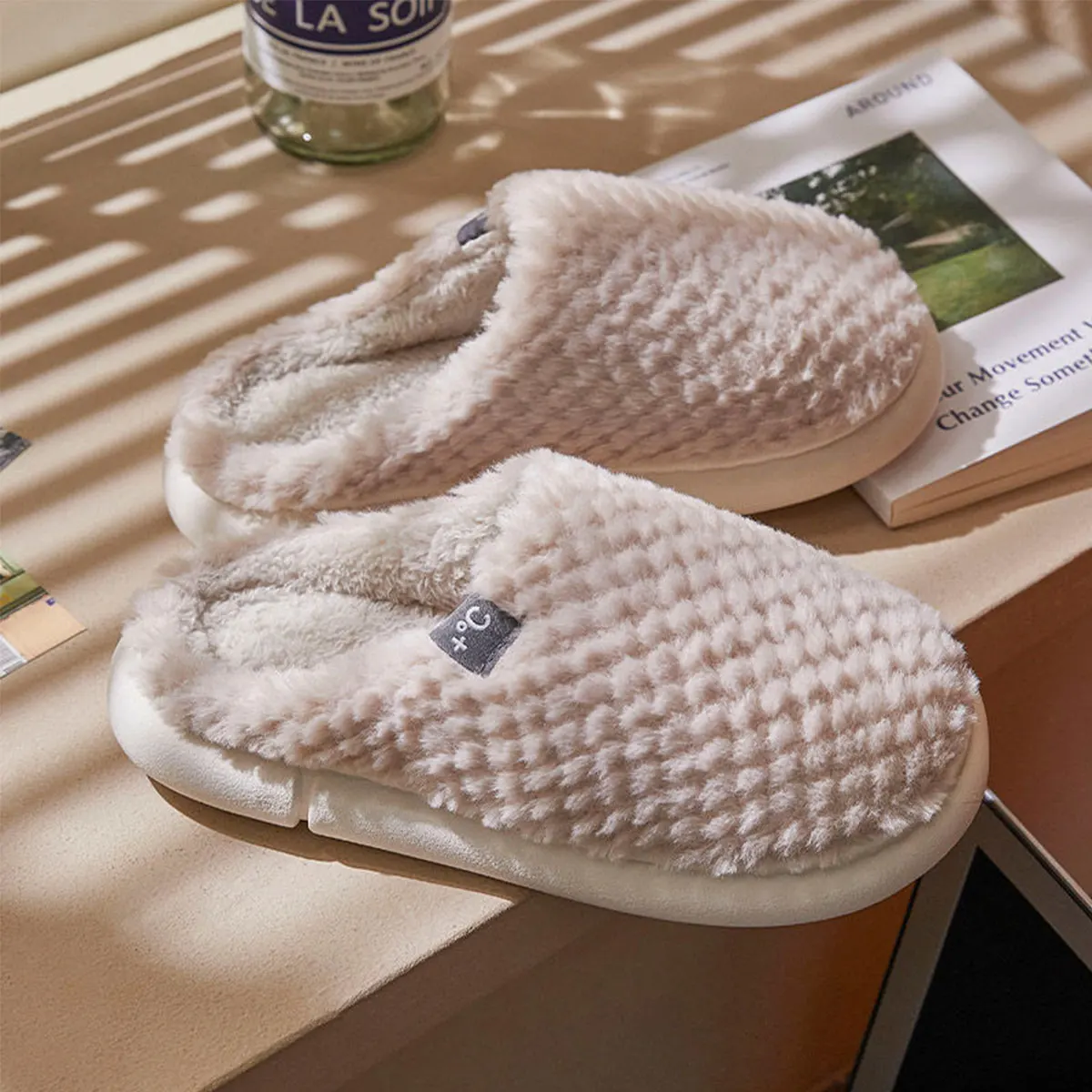 Mo Dou зимне-осенние женские хлопковые тапочки домашние теплые плюшевые мужские