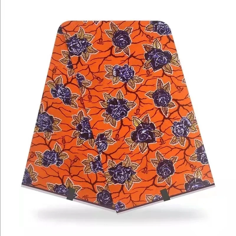 

High Quality African Wax Fabric Stretch Ankara Print Brode Cotton Material Wrapper New Gold Line Pattern For Sewing 6Yards